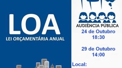 Audiências públicas da LOA 2019 em 24 e 29 de outubro