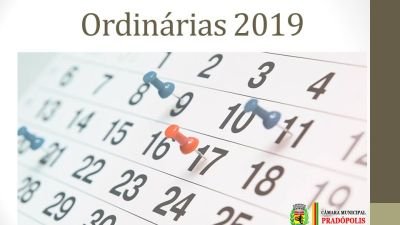 Calendário das Sessões Ordinárias Exercício 2019