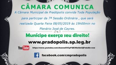 Convite para 07ª Sessão Ordinária da 3ª Sessão Legislativa da 14ª Legislatura