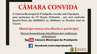 Convite para 14ª Sessão Ordinária da 1ª Sessão Legislativa da 15ª Legislatura