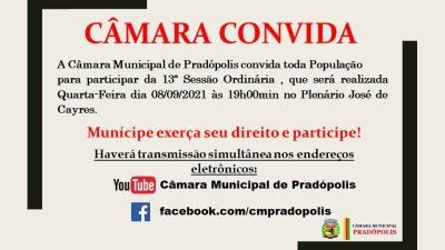 Convite para 13ª Sessão Ordinária da 1ª Sessão Legislativa da 15ª Legislatura