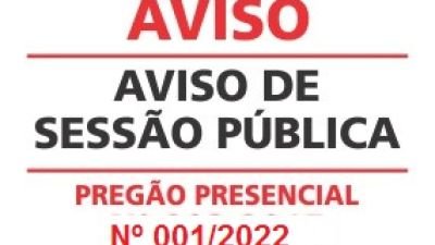 Nova Sessão Pública - Pregão Presencial nº 001/2022