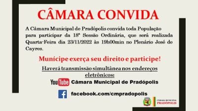 Convite para 18ª Sessão Ordinária da 2ª Sessão Legislativa da 15ª Legislatura