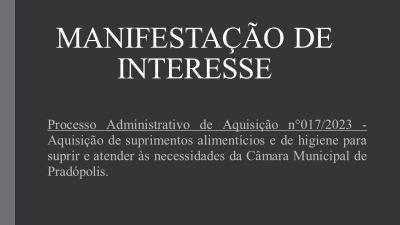 Manifestação de Interesse nº 017/2023