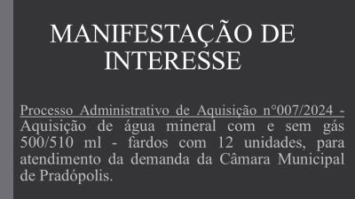 Manifestação de Interesse nº 007/2024