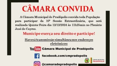 Convite para 10ª Sessão Extraordinária da 4ª Sessão Legislativa da 15ª Legislatura
