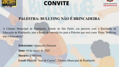 Convite: Palestra "Bullying Não é Brincadeira"