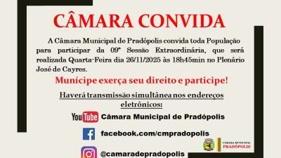 Convite para 09ª Sessão Extraordinária da 1ª Sessão Legislativa da 16ª Legislatura